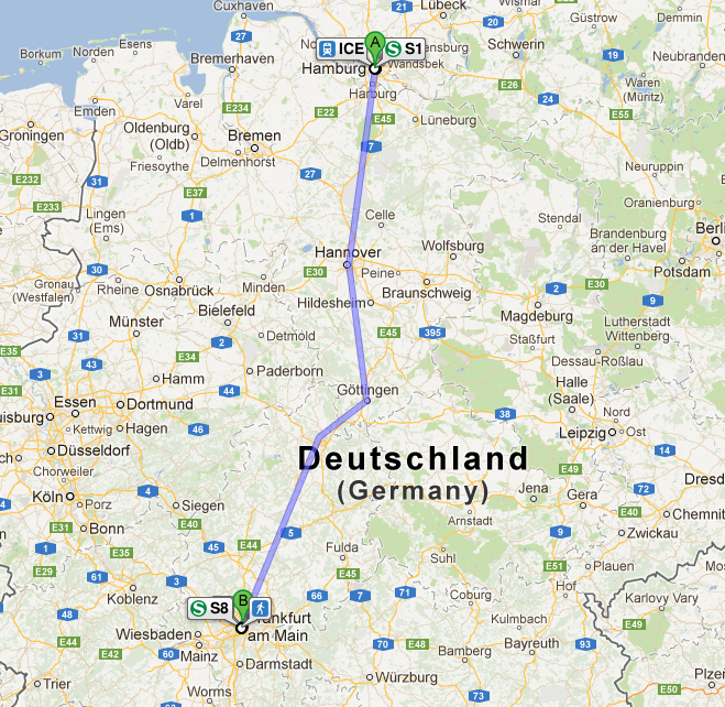 Die Deutsche Bahn in Google maps