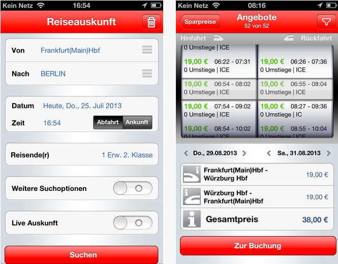 Die DB Navigator App für iPhone