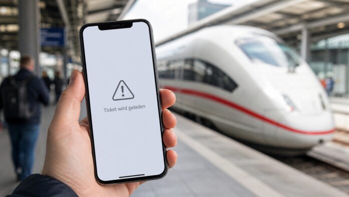 Smartphone mit nicht geladenem Bahnticket als Symbolbild für Probleme mit dem DB Navigator