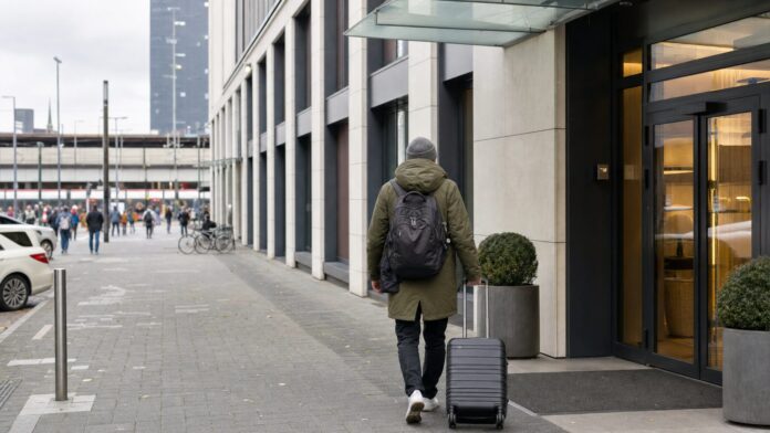 Reisender mit Koffer als Symbolbild für Hotels am Dortmund Hauptbahnhof