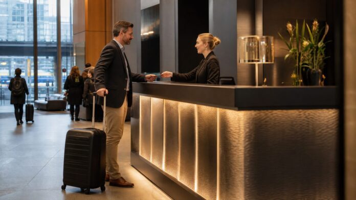 Hotels am Essen Hauptbahnhof: gute Lage für Ruhrgebiet, Messe und Geschäftsreise Reisender mit Koffer als Symbolbild für Hotels am Essen Hauptbahnhof