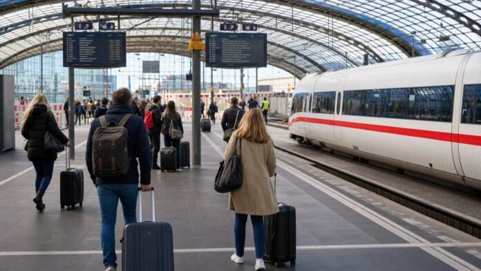 Berlin Stadtbahn gesperrt 2026 Reisende mit Koffern in einem Berliner Bahnhof als Symbolbild für die Sperrung der Stadtbahn