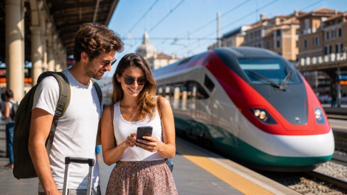 Reisende auf einem italienischen Bahnsteig als Symbolbild für den Super Sparpreis Europa Italien